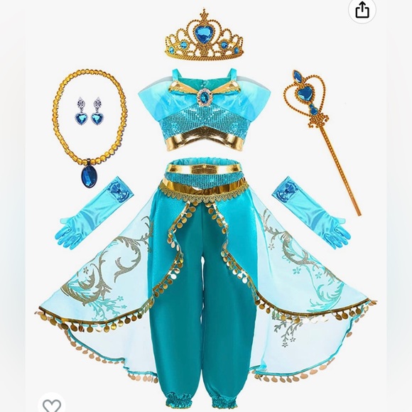 blfuelyfimosh Other - Girls Jasmine Princess Costume 5 pieces dress up Size 5 GUC